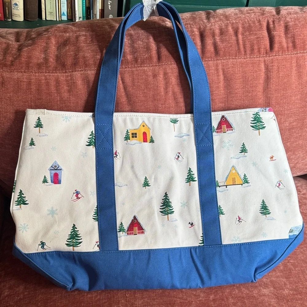 J. Crew Structured Canvas Ski Print Tote with NEW